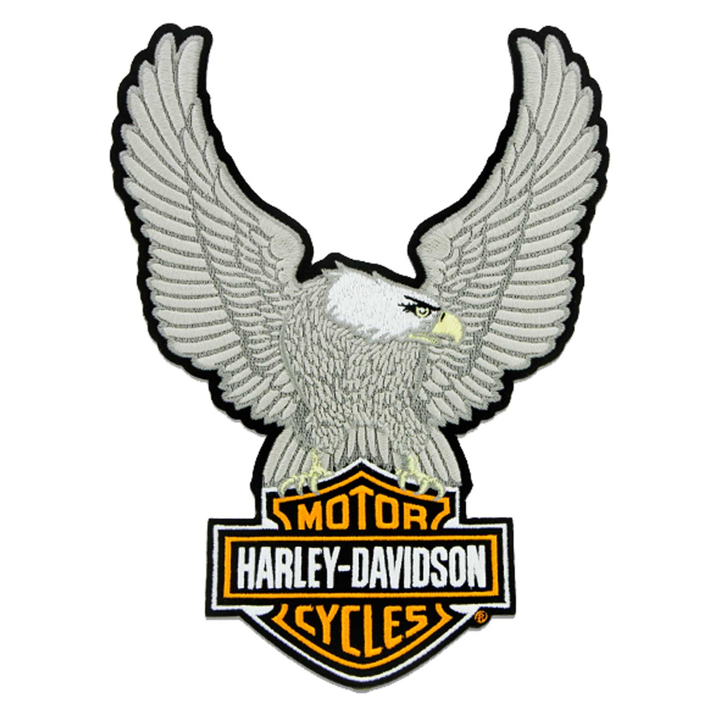 Harley-Davidson® 10.25in Embroidery Silver Eagle Bar & Shield Emblem Sew-On Patch