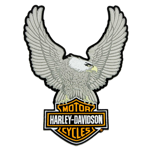 Harley-Davidson® 10.25in Embroidery Silver Eagle Bar & Shield Emblem Sew-On Patch