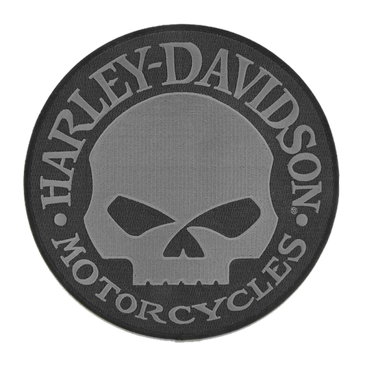 Harley-Davidson® 8 in. Embroidered Willie G Skull Logo Emblem Sew-On Patch - Gray