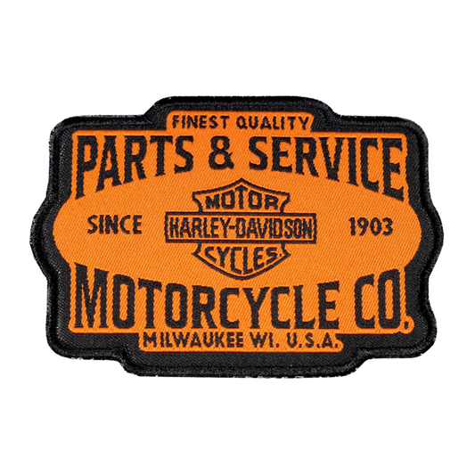 Harley-Davidson® 3 in. Parts & Service Embroidered Emblem Sew-On Patch - Orange