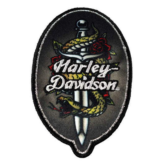 Harley-Davidson® 3.5 in. Embroidered Snakes & Daggers Sew-On Patch - Black