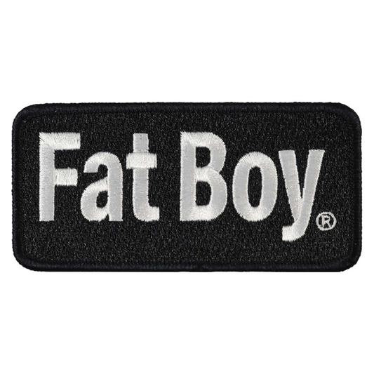 Harley-Davidson® 4 in. Embroidered Fat Boy Sew-On Patch - Black & White