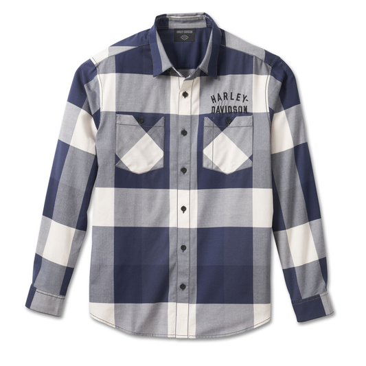 Harley-Davidson® Mens Staple Box Plaid Shirt - YD Plaid - Peacoat