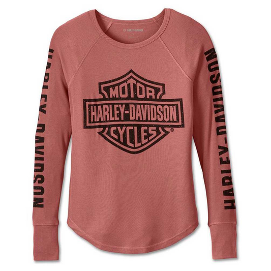Harley-Davidson® Women's Authentic Bar & Shield Rib-Knit Top - Light Mahogany