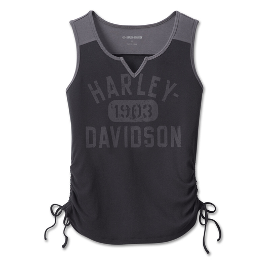 Harley-Davidson® Women's Race Her Sleeveless Knit Top - Colorblocked - Black Beauty