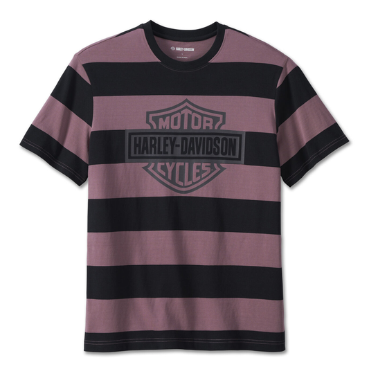 Harley-Davidson® Men's Bar & Shield Striped Tee - Grape Shake