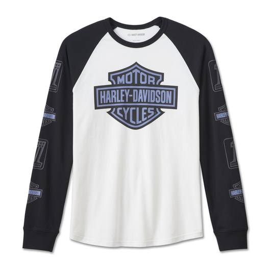 Harley-Davidson® Men's Bar & Shield LS Raglan - Colorblocked - Cloud Dancer