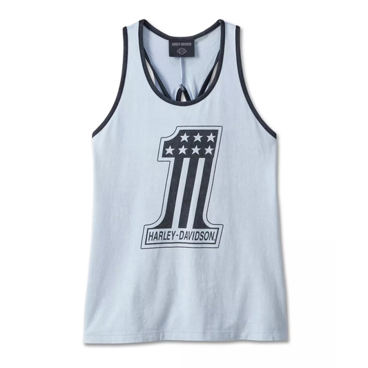 Harley-Davidson® Women's National Anthem Twist Back Tank - Skyway Blue