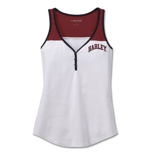 Harley-Davidson® Women's Star Spangled Banner Henley Tank - Bright White