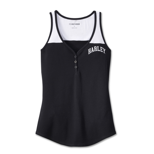Harley-Davidson® Women's Star Spangled Banner Henley Tank - Black Beauty