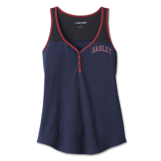 Harley-Davidson® Women's Star Spangled Banner Henley Tank - Peacoat