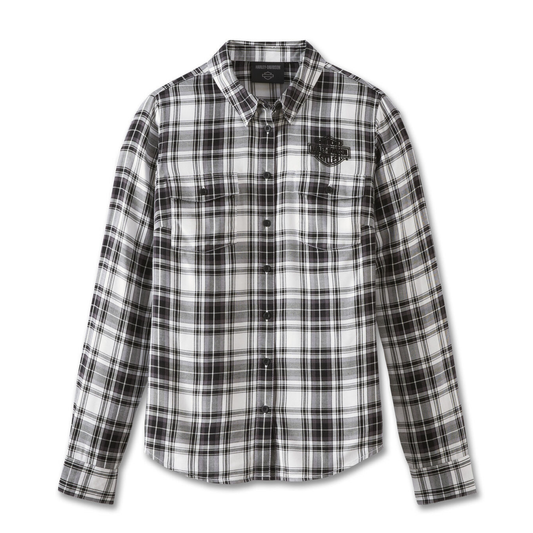 Harley-Davidson® Women's Classic Eagle Plaid Shirt - YD Plaid - Black Beauty