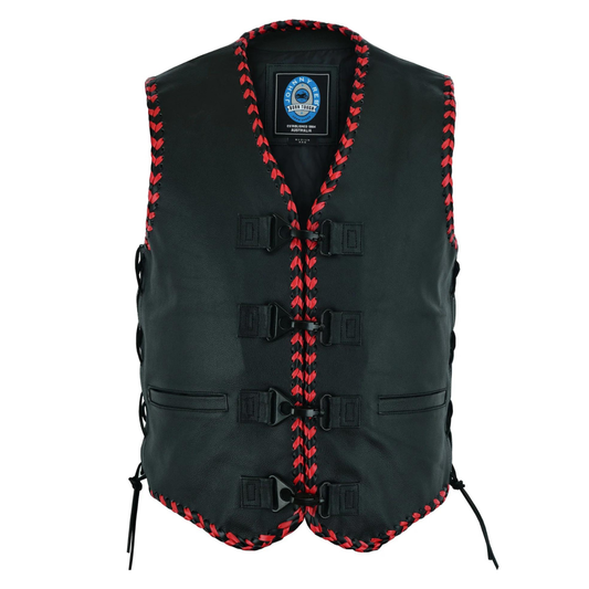 Johnny Reb Springbrook Leather Vest - Red/Black