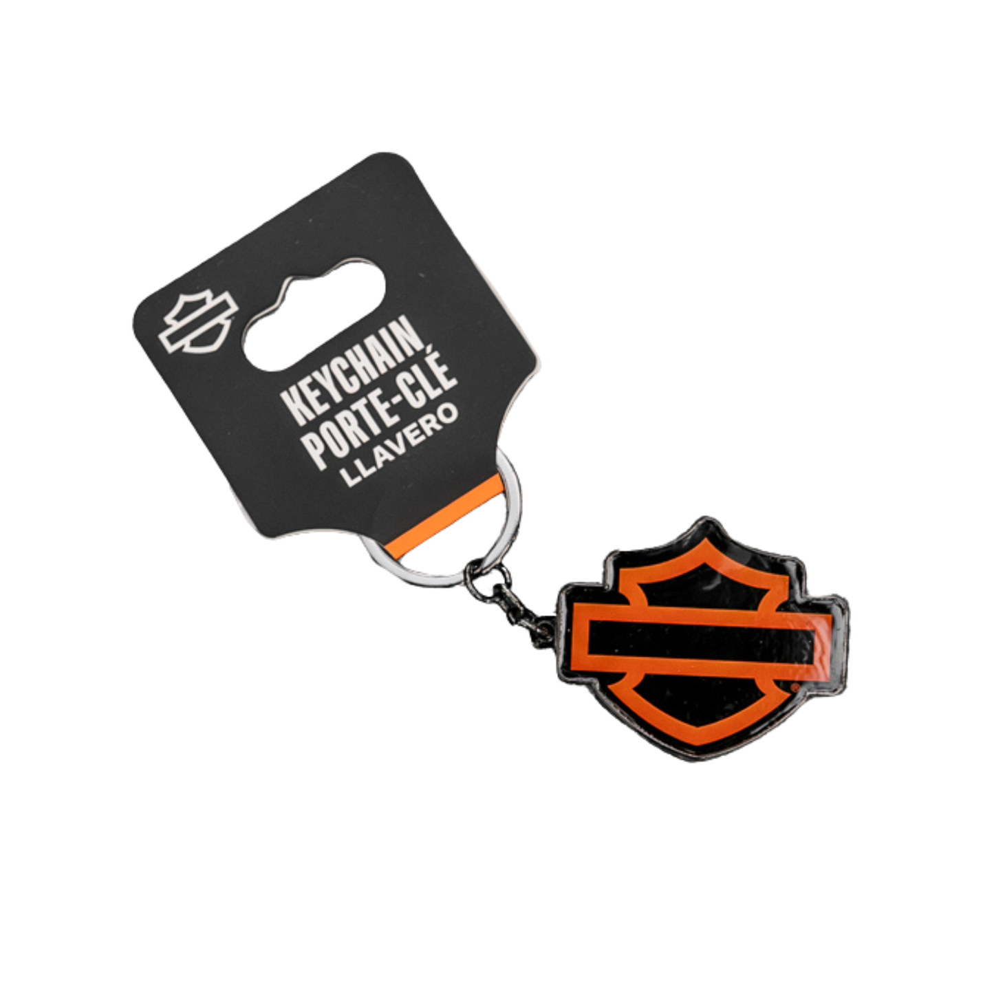 Harley-Davidson® Silhouette Bar & Shield Logo Dome-Style Key Chain - Orange
