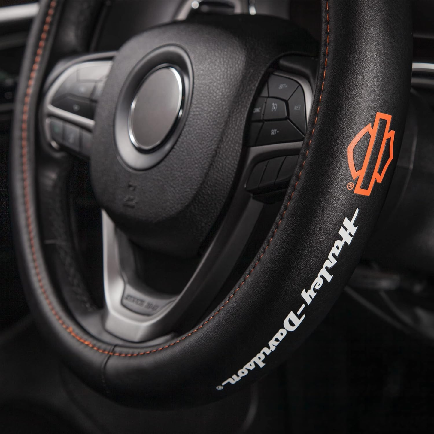 Harley-Davidson® Bar & Shield Genuine Leather Steering Wheel Cover - Black