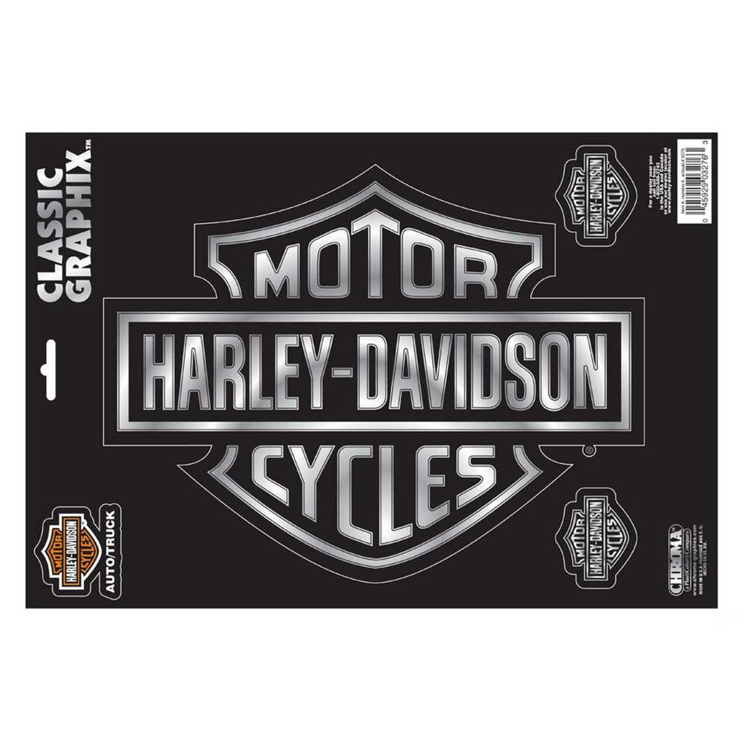 Harley-Davidson® Embossed Bar & Shield Logo Chrome Decals - 9 x 13 in.