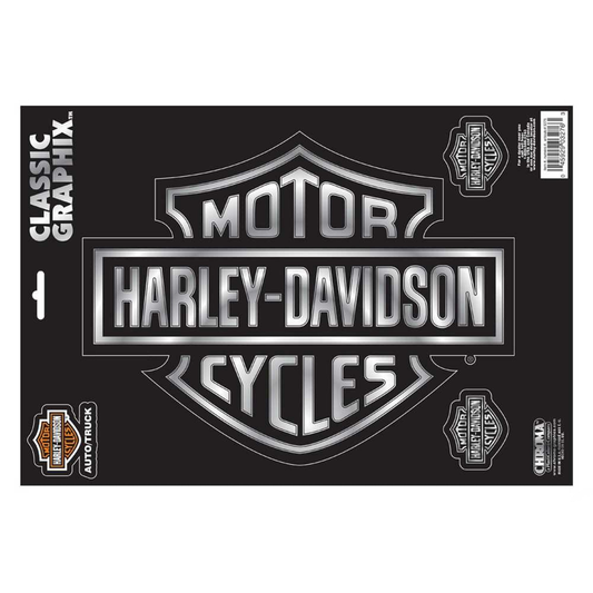 Harley-Davidson® Embossed Bar & Shield Logo Chrome Decals - 9 x 13 in.