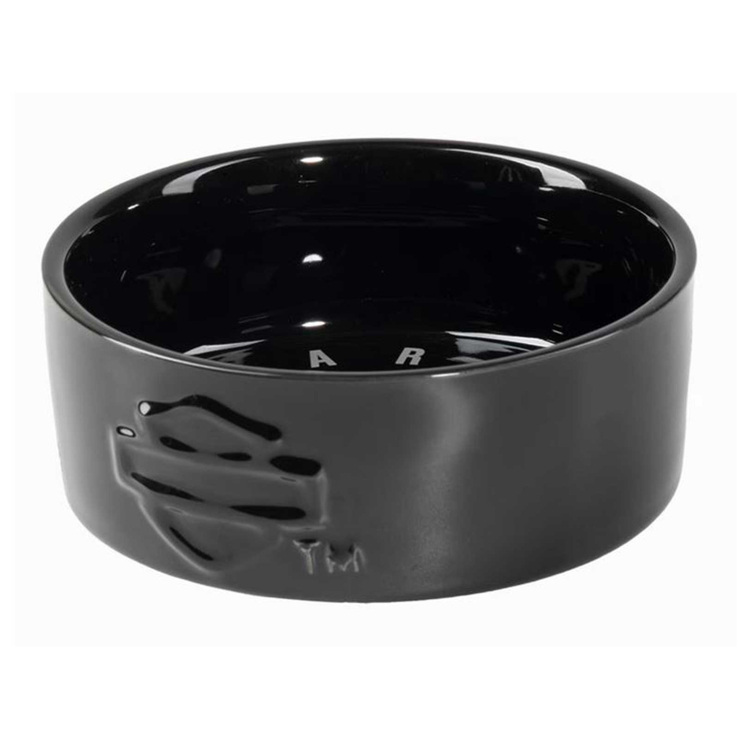 Harley-Davidson® Sculpted Open Bar & Shield Logo Ceramic Pet Bowl - Black