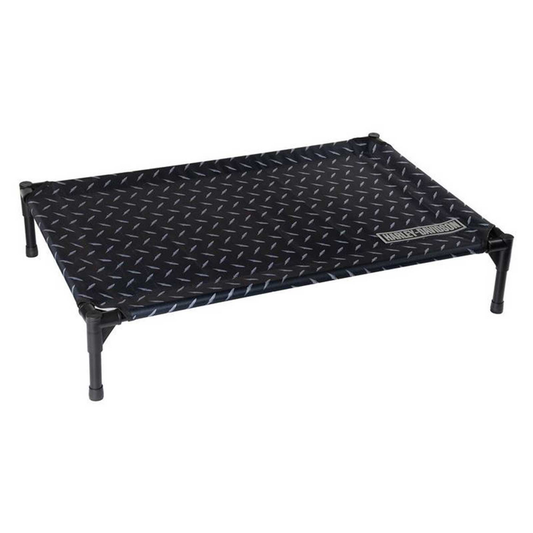 Harley-Davidson® Diamond Plate Elevated Pet Travel Bed - Water-Resistant Black