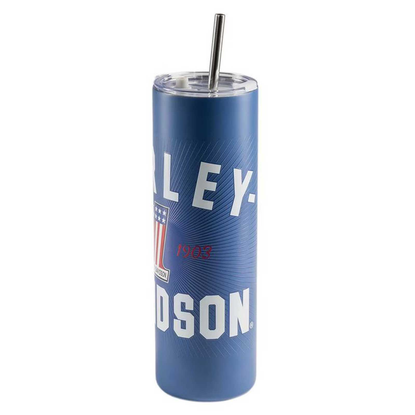 Harley-Davidson® #1 RWB Graphic Travel Mug w/ Straw - Blue Stainless Steel