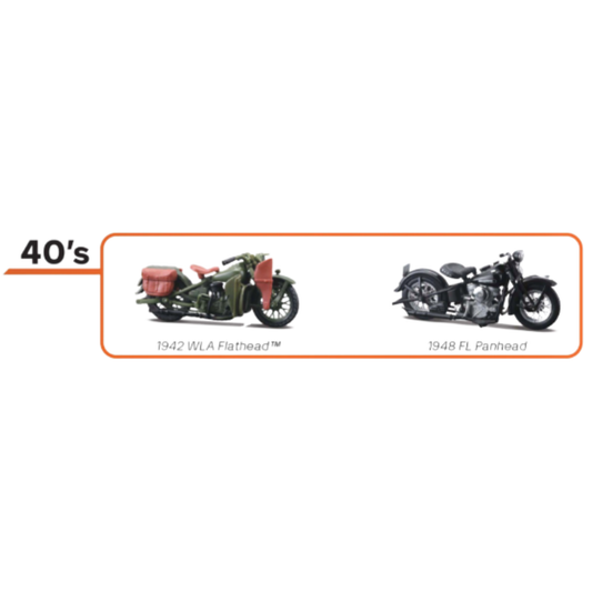 Harley-Davidson® 1:18 Motorcycle Duo Pack - 1940'S - 1942 WLA Flathead & 1948 FL Panhead