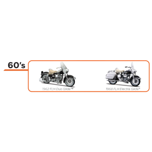 Harley-Davidson® 1:18 Motorcycle Duo Pack - 1960'S - 1962 FLH Duo Glide & 1968 FLH Electra Glide