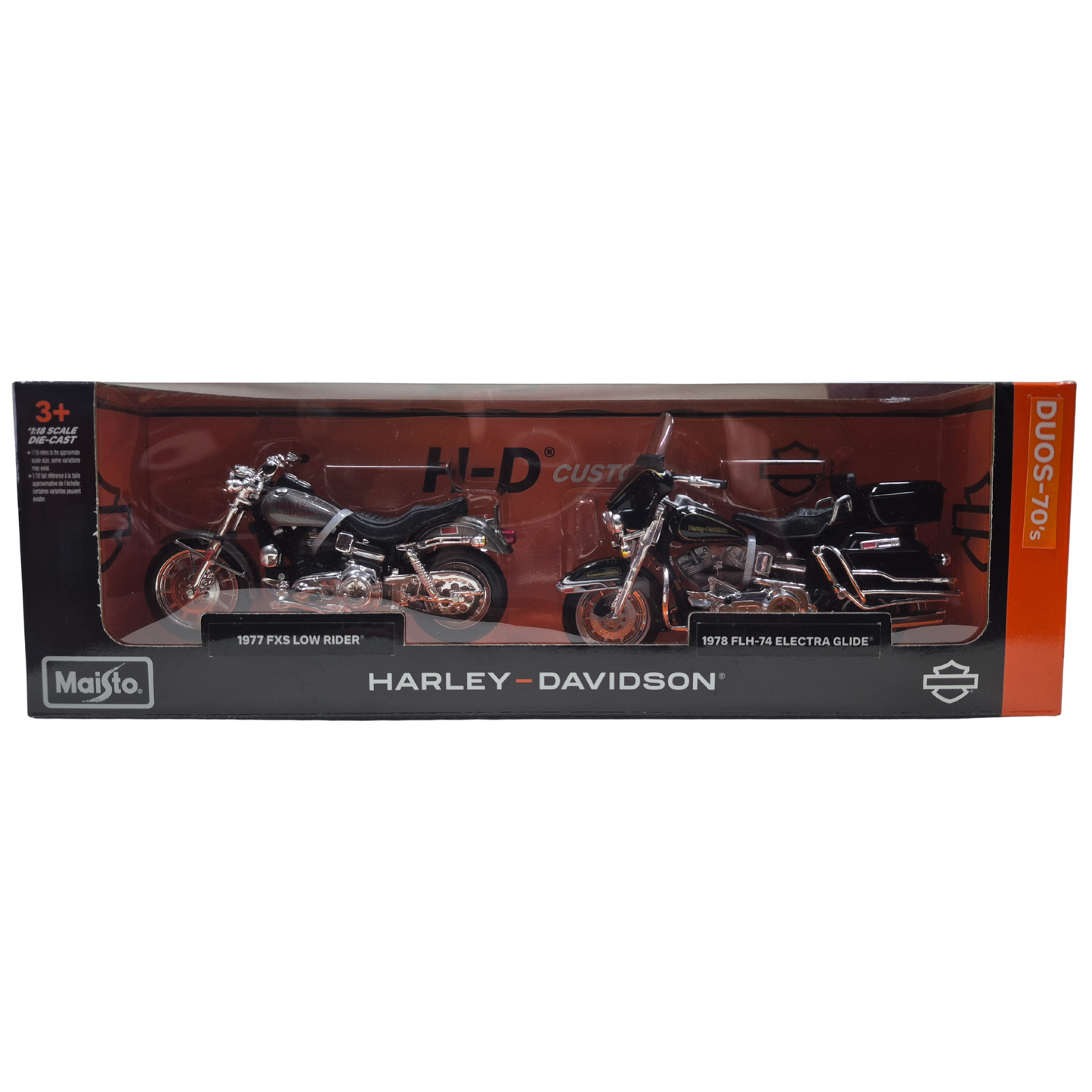 Harley-Davidson® 1:18 Motorcycle Duo Pack - 1970'S - 1977 FXS Low Rider & 1978 FLH-74 Electra Glide