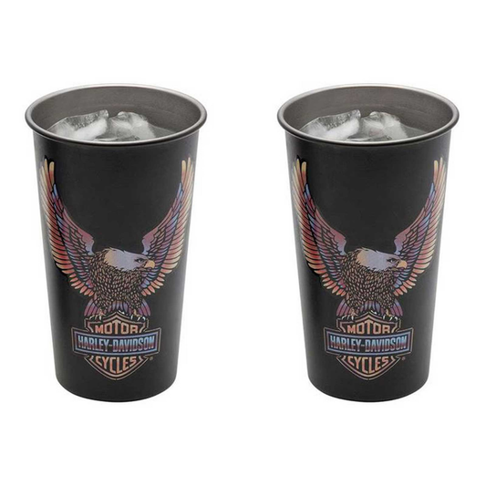 Harley-Davidson® Vivid Bar & Shield Eagle Metal Cup Set - Stainless Steel