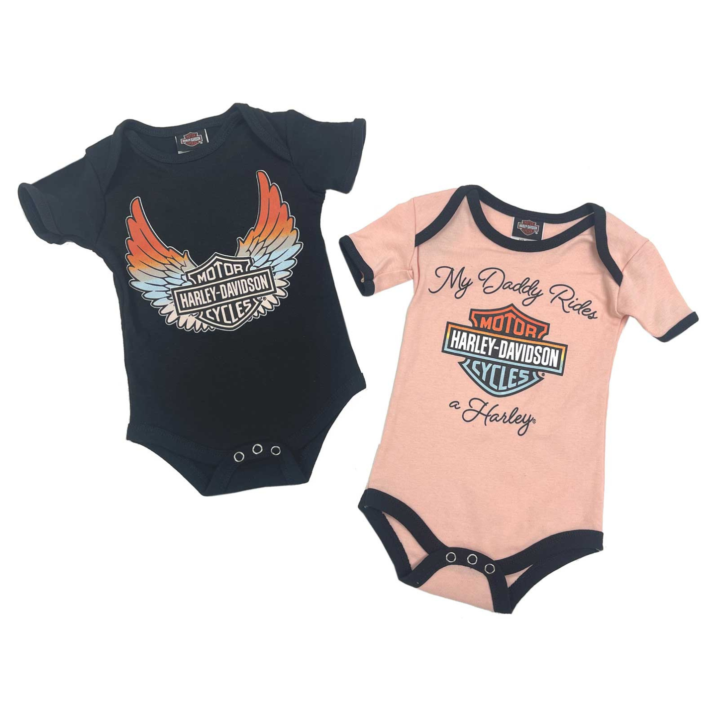 Harley-Davidson® Girls B&S Logo & My Daddy Rides a Harley Creeper Set