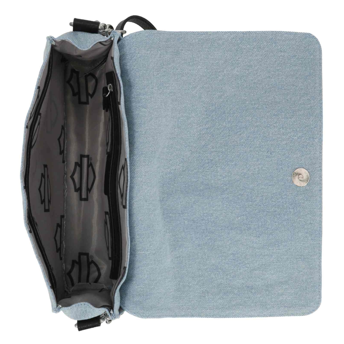 Harley-Davidson® Women's Faded Denim Canvas Flap Pocket Crossbody Purse - Blue