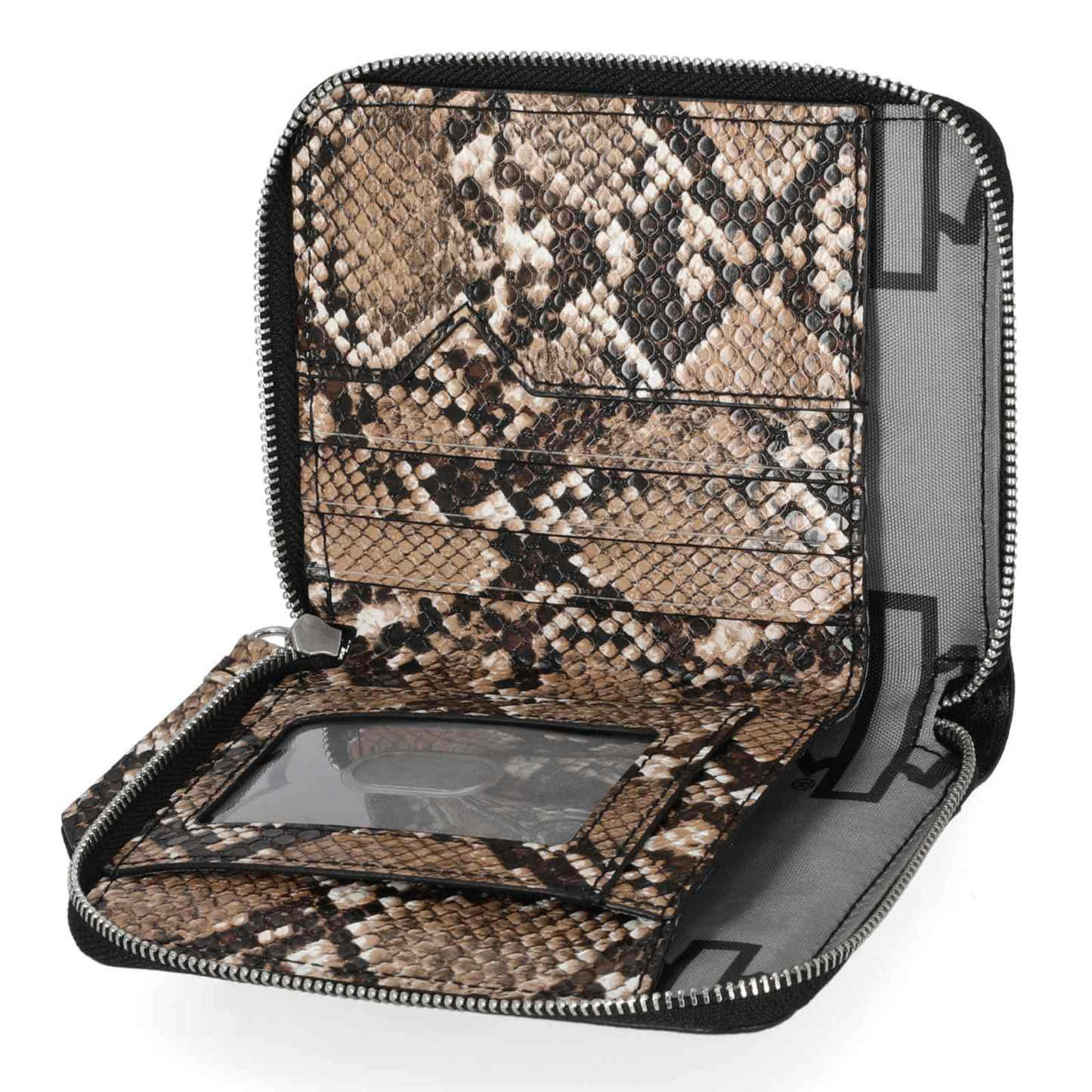 Harley-Davidson® Women's Python Print B&S Logo RFID Zip Around Wallet - Brown