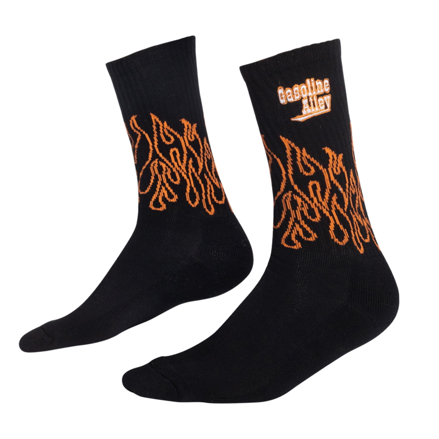Gasoline Alley Crew Sock - Black Flames