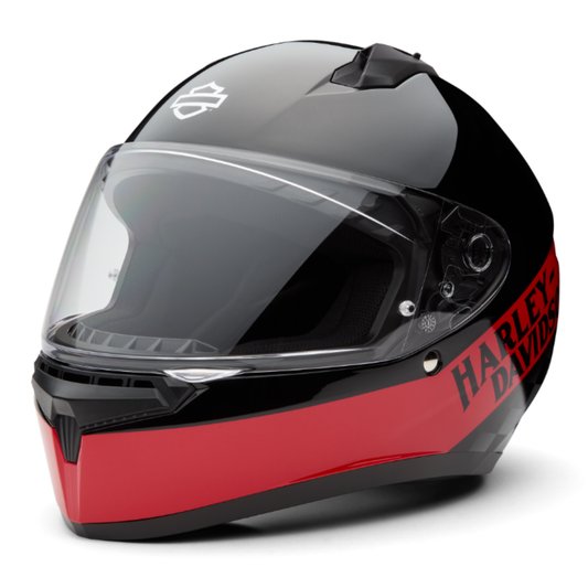 Harley-Davidson® H-D Velo H34 Full Face Helmet - Gloss Black & Red with Checkered Flag