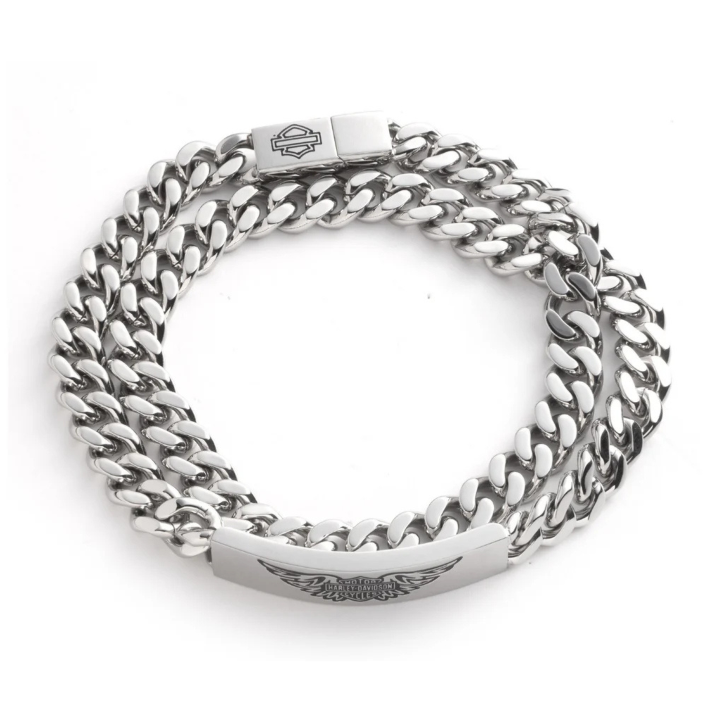 Harley-Davidson® Men's 17" H-D Winged Bar & Shield Double Wrap Bracelet