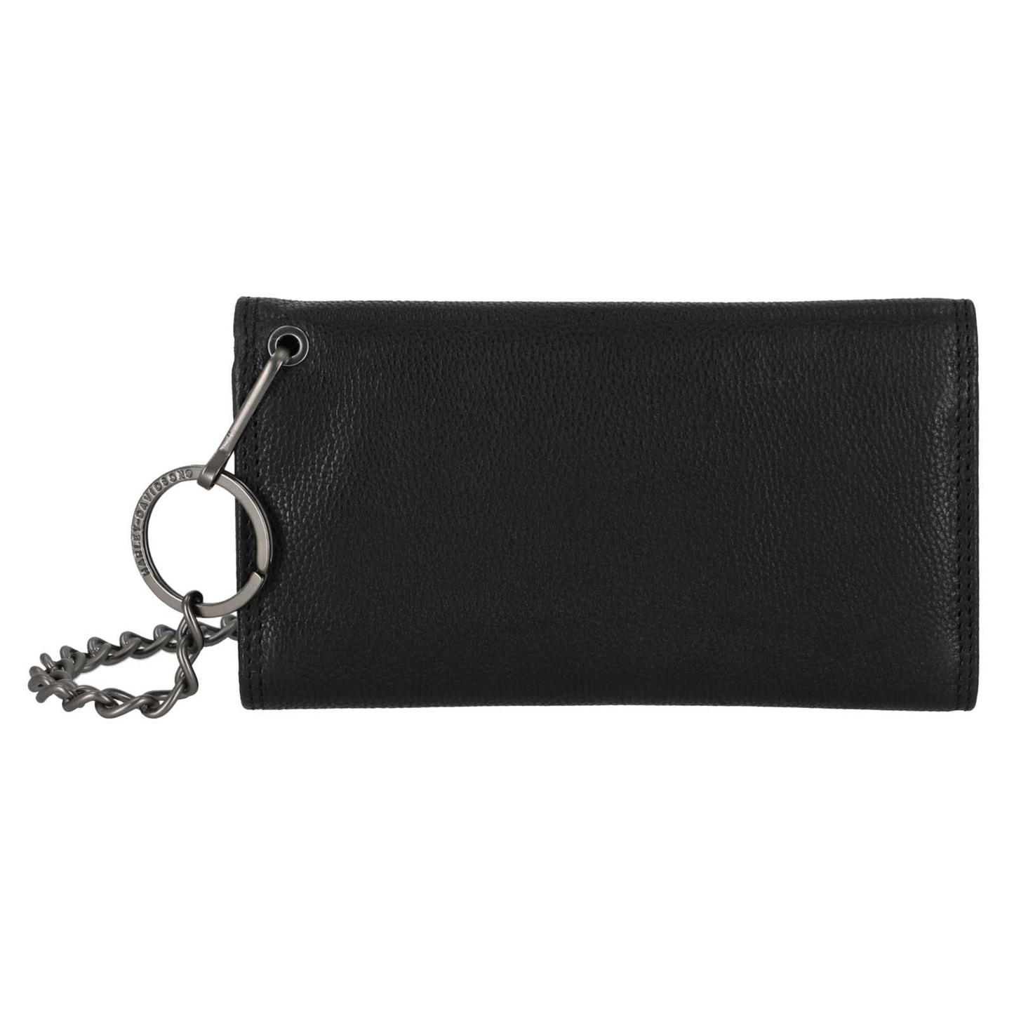 Harley-Davidson® Men's Skull Embossed Trucker Biker Chain Leather Wallet - Black