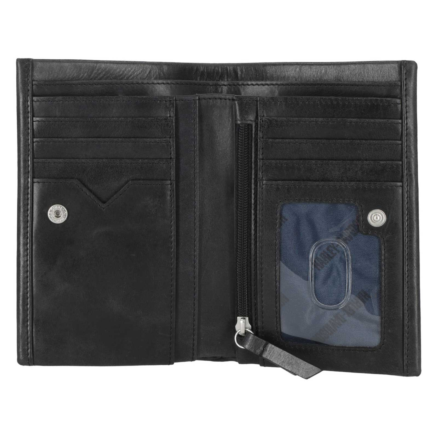 Harley-Davidson® Women's Universal Classic Slim Bi-Fold Leather Wallet - Black