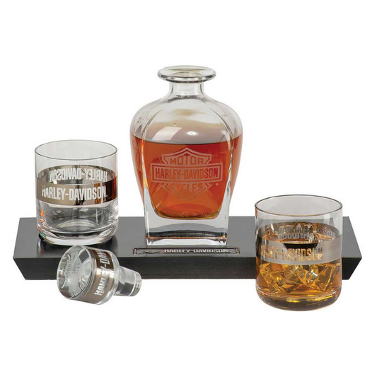 Harley-Davidson® Bar & Shield Logo Glass Decanter & Whiskey Glasses Set - 23 oz.