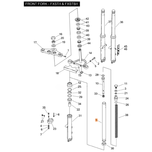 Harley-Davidson® Original Equipment Fork Tube - '00-'05 FXDWG & FX Softail Models '00-'06