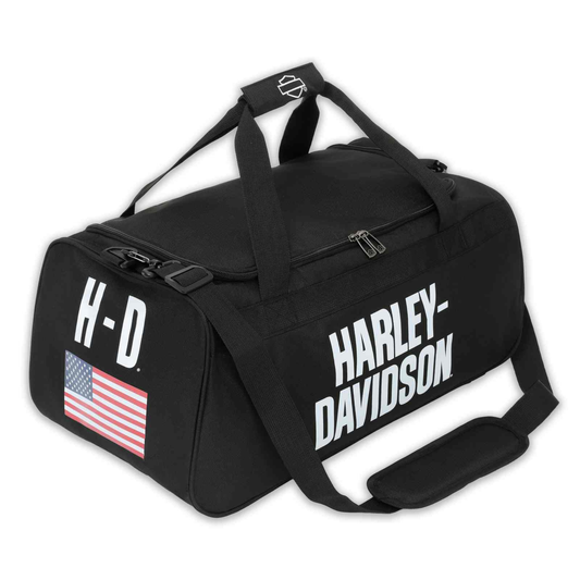 Harley-Davidson® Rugged American Flag Graphic Durable Duffel Bag - Black