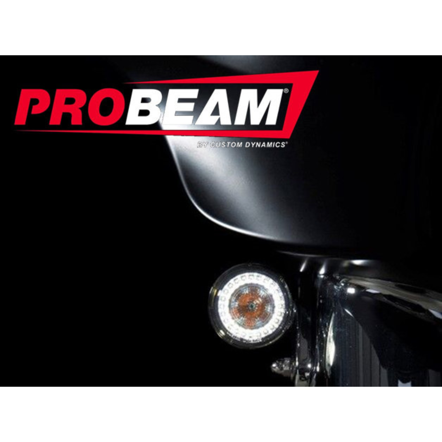 Custom Dynamics - ProBeam LED Front Turn Signal Inserts. Amber Turn, White Run with Smoke Lenses. Fits most 2002up Models.