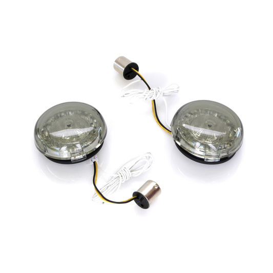 Custom Dynamics - ProBeam LED Front Turn Signal Inserts. Amber Turn, White Run with Smoke Lenses. Fits most 2002up Models.