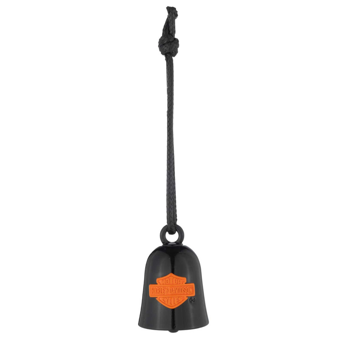 Harley-Davidson® Solid Orange Script Bar & Shield Logo Ride Bell - Black Finish