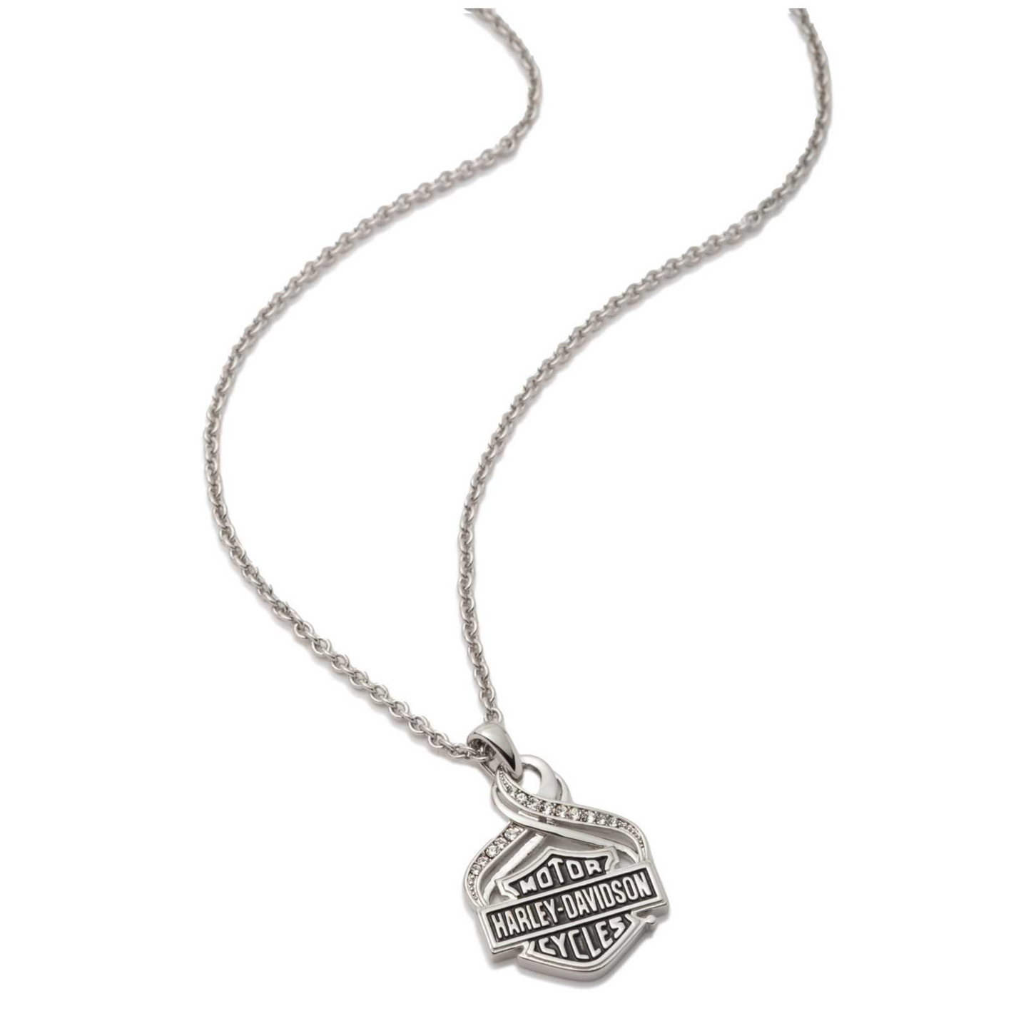 Harley-Davidson® Women's Bar & Shield Crystal Twist Pendant Necklace