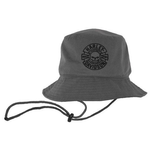Harley-Davidson® Men's Medallion Embroidered Willie G Skull Logo Bucket Hat - Gray