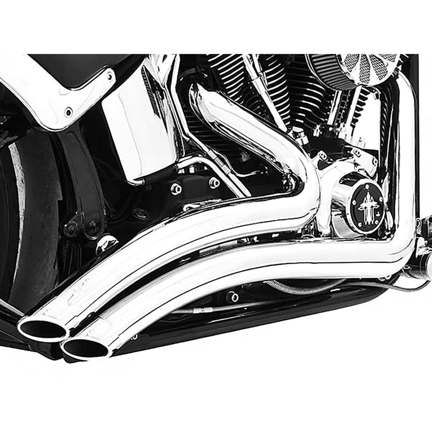 Freedom Performance Exhaust - Sharp Curve Radius Exhaust – Chrome With Chrome End Caps. Fits Softail Breakout 2013-2017 & Rocker 2008-2011