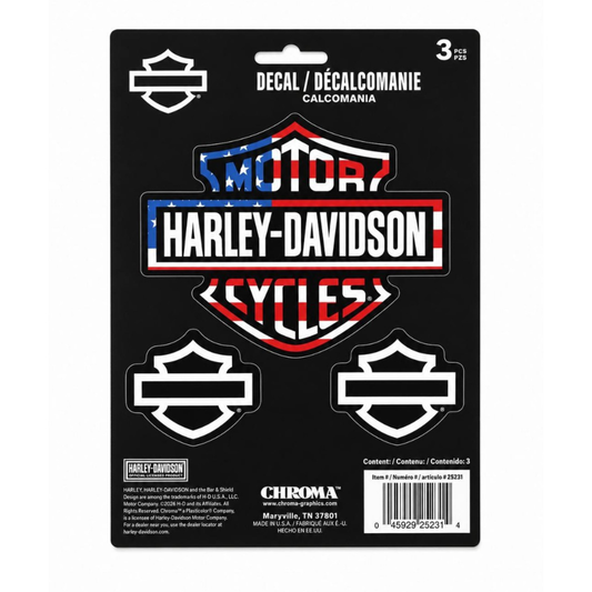 Harley-Davidson® Red/White/Blue B&S Flag 3 Piece Decal Kit