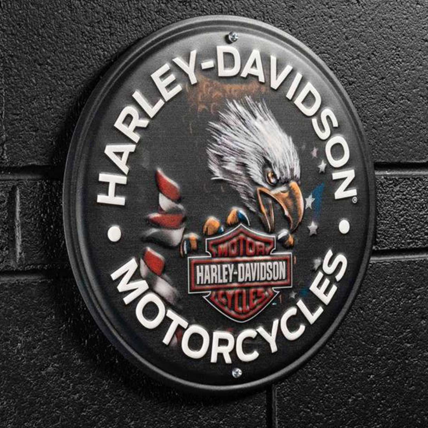 Harley-Davidson® Embossed Patriotic Eagle Bar & Shield Logo Metal Sign