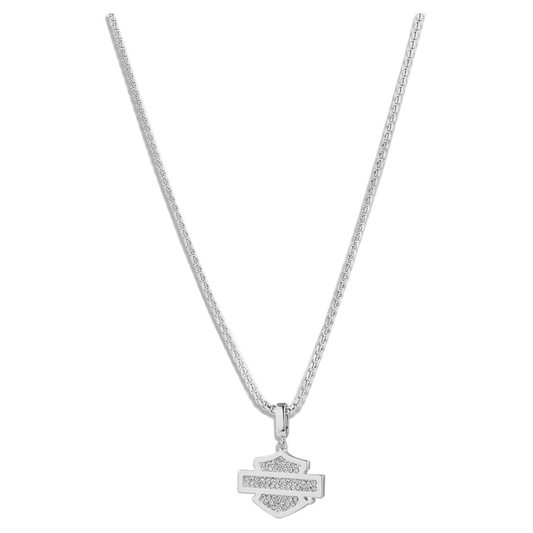 Harley-Davidson® Women's Pave Crystal Bar & Shield Logo Pendant Necklace
