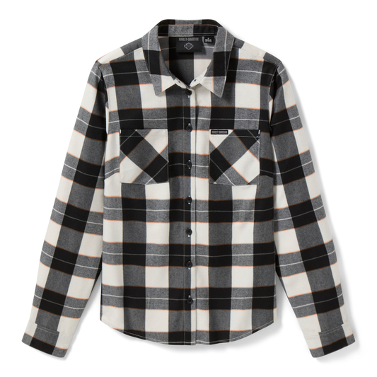 Harley-Davidson® Women's Plaid Woven Shirt - Off White / Black