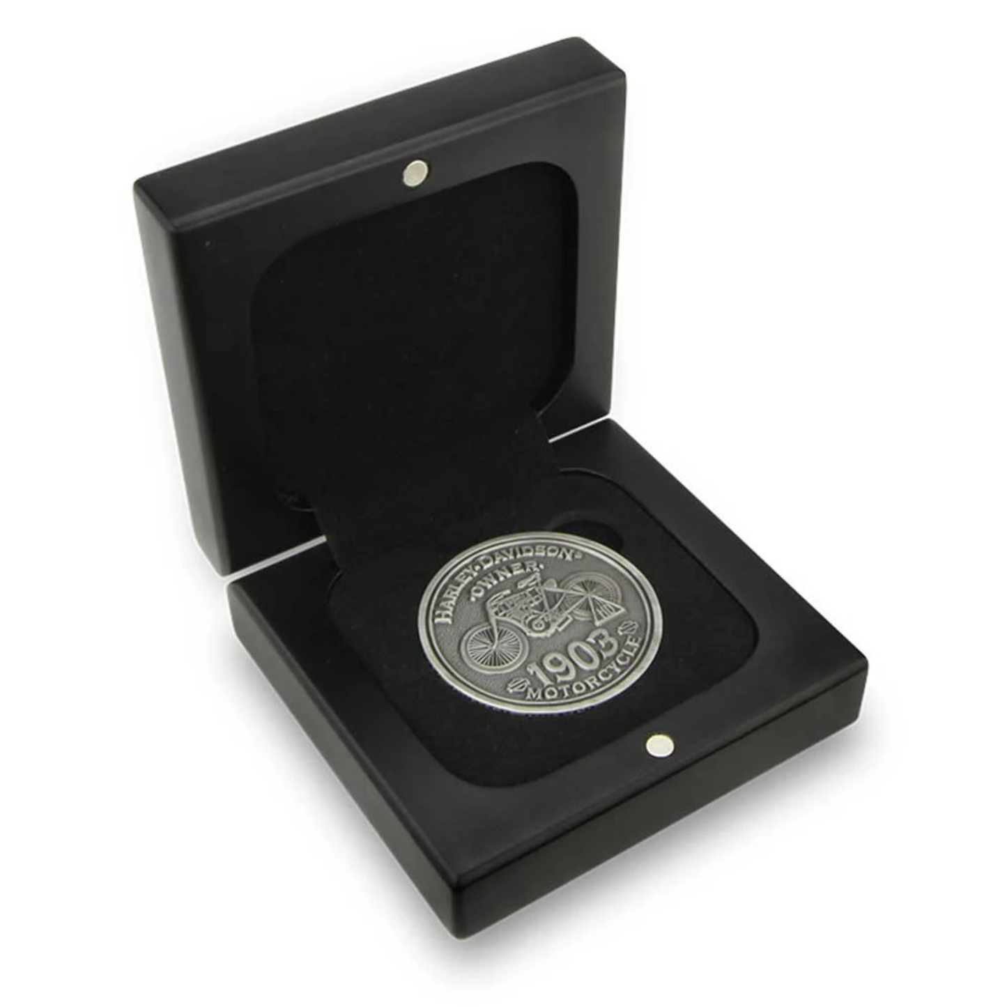 Harley-Davidson® Bar & Shield Coin Box - Holds Single 1.75 in Coin - Black